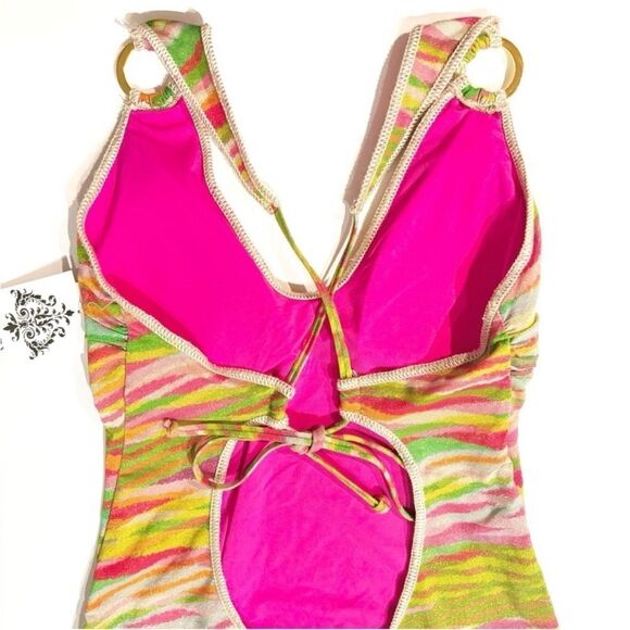 Becca by Rebecca Virtue Stripe Metallic Print Ring One Piece - Picture 12 of 12